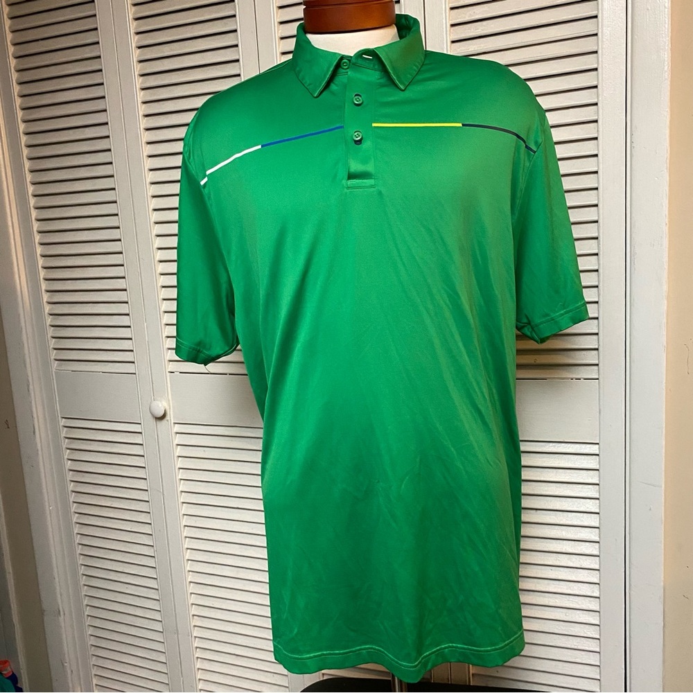 Under Armour Size 2XL Loose Fit Heat Gear Green Polo